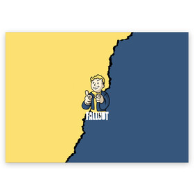 Поздравительная открытка с принтом Fallout logo boy в Санкт-Петербурге, 100% бумага | плотность бумаги 280 г/м2, матовая, на обратной стороне линовка и место для марки
 | boy | fallout | game | newvegas | nukacola | shelter | апокалипсис | вегас | война | игра | игроман | компьютерные | лого | логотип | логотипигры | наездник | оружие | персонажи | постапокалипсис | свобода | симулятор