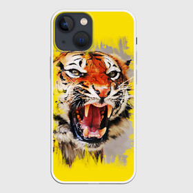 Чехол для iPhone 13 mini с принтом Оскал тигра в Санкт-Петербурге,  |  | барс | волк | детёныш | джунгли | енот | животное | зубр | кот | лев | леопард | львица | медведь | охотник | пасть | полосы | пятнистая | рык | рычание | тигр | тигрица | хозяин | царьзверей | шерсть