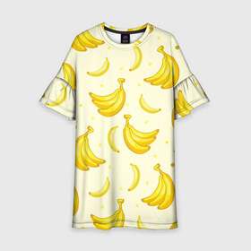 Детское платье 3D с принтом Банана в Санкт-Петербурге, 100% полиэстер | прямой силуэт, чуть расширенный к низу. Круглая горловина, на рукавах — воланы | Тематика изображения на принте: pattern | textures | tnt | абстракция | бананабум | бананы | ветки | взрыв | геометрия | градиент | дождь | заливка | обезьяна | паттерны | пиксели | пикси | продукты | текстура | текстуры | тнт | фигуры | фон