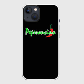 Чехол для iPhone 13 с принтом Пеперонично в Санкт-Петербурге,  |  | еда | надпись | остренький | остро | пеперонично | перец | пицца | повар | текст | фраза