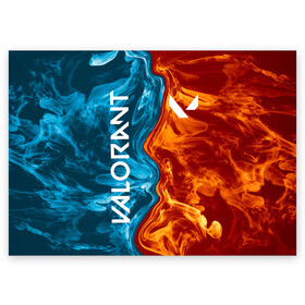 Поздравительная открытка с принтом Valorant Огонь и вода в Санкт-Петербурге, 100% бумага | плотность бумаги 280 г/м2, матовая, на обратной стороне линовка и место для марки
 | brimstone | coba | csgo | cypher | jett | phoenix | riot games | sage | valorant | viper | валарант | валорант | кс