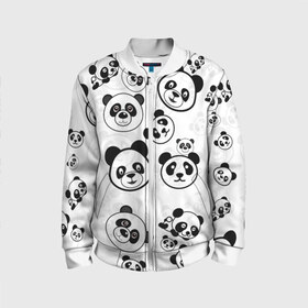 Детский бомбер 3D с принтом Панды в Санкт-Петербурге, 100% полиэстер | застегивается на молнию, по бокам два кармана без застежек, мягкие манжеты, по низу бомбера и на воротнике — эластичная резинка | Тематика изображения на принте: арт | животное | животные | зверь | картинка | коала | медведь | мишка | настроение | пальма | панда | панды | рисунок | текстура