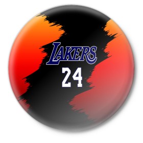 Значок с принтом Los Angeles Lakers / Kobe Brya в Санкт-Петербурге,  металл | круглая форма, металлическая застежка в виде булавки | 24 | kobe | kobe bean bryant | lakers | los angeles | американский баскетболист | баскетбол | баскетболист | коби | коби бин брайант | лейкерс | лос анджелес | нью йорк