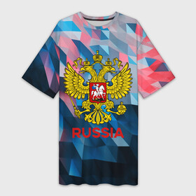 Платье-футболка 3D с принтом RUSSIA в Санкт-Петербурге,  |  | russia | russia sport | народный | народный стиль | отечество | патриот | роспись | россия | россия спорт | русский | спорт | триколор | узоры | флаг | я русский