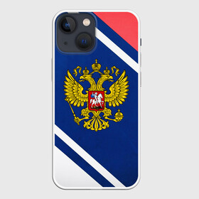 Чехол для iPhone 13 mini с принтом RUSSIA SPORT в Санкт-Петербурге,  |  | russia | russia sport | народный | народный стиль | отечество | патриот | роспись | россия | россия спорт | русский | спорт | триколор | узоры | флаг | я русский