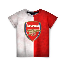 Детская футболка 3D с принтом FC Arsenal 3D в Санкт-Петербурге, 100% гипоаллергенный полиэфир | прямой крой, круглый вырез горловины, длина до линии бедер, чуть спущенное плечо, ткань немного тянется | arsenal | англия | апл | арсенал | гуннеры.