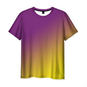 Мужская футболка 3D с принтом ГРАДИЕНТ в Санкт-Петербурге, 100% полиэфир | прямой крой, круглый вырез горловины, длина до линии бедер | gradient | summer | textures | tie dye | абстракт | градиент | желтая | лето | переход | радуга | тай дай | текстура | текстуры | фиолетовая | хиппи | цвета