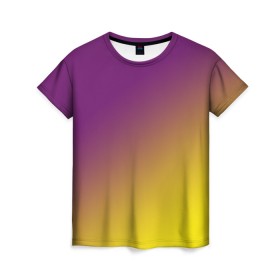 Женская футболка 3D с принтом ГРАДИЕНТ в Санкт-Петербурге, 100% полиэфир ( синтетическое хлопкоподобное полотно) | прямой крой, круглый вырез горловины, длина до линии бедер | gradient | summer | textures | tie dye | абстракт | градиент | желтая | лето | переход | радуга | тай дай | текстура | текстуры | фиолетовая | хиппи | цвета