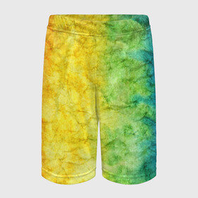 Детские спортивные шорты 3D с принтом разноцветный акварель градиент в Санкт-Петербурге,  100% полиэстер
 | пояс оформлен широкой мягкой резинкой, ткань тянется
 | 2020 | акварель | градиент | краска | лето | повседневный | просто | радуга | разноцветный