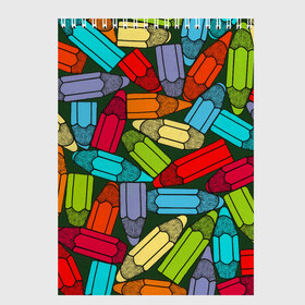 Скетчбук с принтом детские цветные карандаши арт в Санкт-Петербурге, 100% бумага
 | 48 листов, плотность листов — 100 г/м2, плотность картонной обложки — 250 г/м2. Листы скреплены сверху удобной пружинной спиралью | арт | весело | детские | карандаши | необычно | просто | рисунок | цветные | ярко
