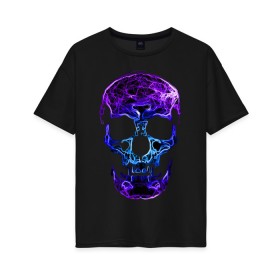 Женская футболка хлопок Oversize с принтом Illusion в Санкт-Петербурге, 100% хлопок | свободный крой, круглый ворот, спущенный рукав, длина до линии бедер
 | black | llusion | orbits | skull | глазницы | иллюзия | череп | черный