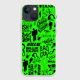 Чехол для iPhone 13 mini с принтом BILLIE EILISH | БИЛЛИ АЙЛИШ LOGOBOMBING в Санкт-Петербурге,  |  | Тематика изображения на принте: be | billie | billie eilish | blohsh | ghoul | logobombing | билли | билли айлиш | биляш | логобомбинг