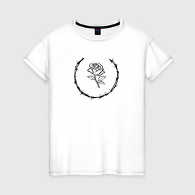 Женская футболка хлопок с принтом MXDVS / ROSE в Санкт-Петербурге, 100% хлопок | прямой крой, круглый вырез горловины, длина до линии бедер, слегка спущенное плечо | 1993 | 19993 | bones | brend | kill yourself | make earth great again | max | mxdvs | mxdvs logo | mxdvs mask | mxdvs маска | rose | roses | skull | street wear | terror | бренд | кости | макс | макс рейндерс | мхдвс | роза | череп
