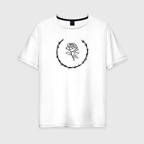 Женская футболка хлопок Oversize с принтом MXDVS ROSE в Санкт-Петербурге, 100% хлопок | свободный крой, круглый ворот, спущенный рукав, длина до линии бедер
 | 1993 | 19993 | bones | brend | kill yourself | make earth great again | max | mxdvs | mxdvs logo | mxdvs mask | mxdvs маска | rose | roses | skull | street wear | terror | бренд | кости | макс | макс рейндерс | мхдвс | роза | череп