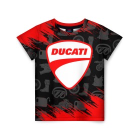 Детская футболка 3D с принтом DUCATI [2] в Санкт-Петербурге, 100% гипоаллергенный полиэфир | прямой крой, круглый вырез горловины, длина до линии бедер, чуть спущенное плечо, ткань немного тянется | Тематика изображения на принте: ducati | moto | дукати | мото | мотоцикл