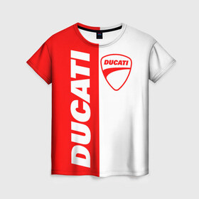 Женская футболка 3D с принтом DUCATI [4] в Санкт-Петербурге, 100% полиэфир ( синтетическое хлопкоподобное полотно) | прямой крой, круглый вырез горловины, длина до линии бедер | ducati | moto | дукати | мото | мотоцикл