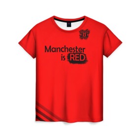 Женская футболка 3D с принтом Манчестер Юнайтед Красный 2020 в Санкт-Петербурге, 100% полиэфир ( синтетическое хлопкоподобное полотно) | прямой крой, круглый вырез горловины, длина до линии бедер | manchester unitid | manunited | mu. | англия | апл | манчестер юнайтед | манюнайтед | мю