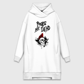 Платье-худи хлопок с принтом Punks not dead в Санкт-Петербурге,  |  | punk | punks | punks not dead | skull | ирокез | панк | панк не мёртв | панк не умер | панк череп | череп | череп с ирокезом