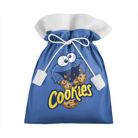 Подарочный 3D мешок с принтом Cookies в Санкт-Петербурге, 100% полиэстер | Размер: 29*39 см | cookie | cookiemonster | delicious | eat | monster | yummy | еда | коржик | куки | кукимонстр | монстр | печенье | сезам | сладости | улица | улицасезам