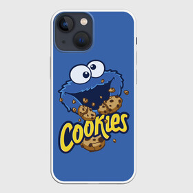 Чехол для iPhone 13 mini с принтом Cookies в Санкт-Петербурге,  |  | cookie | cookiemonster | delicious | eat | monster | yummy | еда | коржик | куки | кукимонстр | монстр | печенье | сезам | сладости | улица | улицасезам