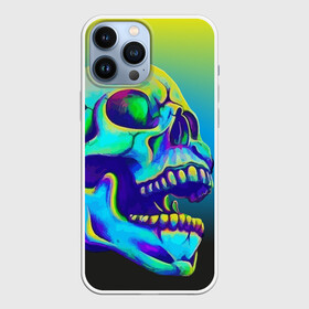 Чехол для iPhone 13 Pro Max с принтом Neon skull в Санкт-Петербурге,  |  | color | grin | jaw | orbits | skull | teeth | зубы | оскал | пасть | цвет | череп