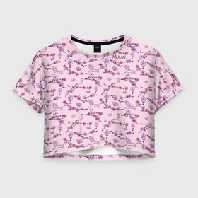 Женская футболка Crop-top 3D с принтом Mulan Flowers Pattern в Санкт-Петербурге, 100% полиэстер | круглая горловина, длина футболки до линии талии, рукава с отворотами | mulan | vdosadir | бэрри кук | китай | мулан | сакура | тони бэнкрофт