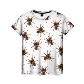 Женская футболка 3D с принтом В пауках в Санкт-Петербурге, 100% полиэфир ( синтетическое хлопкоподобное полотно) | прямой крой, круглый вырез горловины, длина до линии бедер | pattern | spider | джунгли | дикие | животные | жуки | звери | лапы | мерзкие | монстр | насекомые | паттерн | паук | пауки | паутина | паучок | птицеед | страшный | существа | тараканы | тарантул | тропики