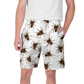 Мужские шорты 3D с принтом В пауках в Санкт-Петербурге,  полиэстер 100% | прямой крой, два кармана без застежек по бокам. Мягкая трикотажная резинка на поясе, внутри которой широкие завязки. Длина чуть выше колен | pattern | spider | джунгли | дикие | животные | жуки | звери | лапы | мерзкие | монстр | насекомые | паттерн | паук | пауки | паутина | паучок | птицеед | страшный | существа | тараканы | тарантул | тропики