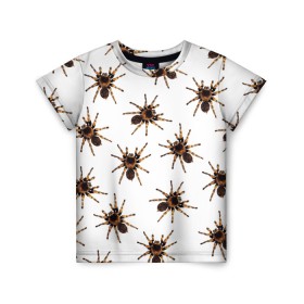 Детская футболка 3D с принтом В пауках в Санкт-Петербурге, 100% гипоаллергенный полиэфир | прямой крой, круглый вырез горловины, длина до линии бедер, чуть спущенное плечо, ткань немного тянется | Тематика изображения на принте: pattern | spider | джунгли | дикие | животные | жуки | звери | лапы | мерзкие | монстр | насекомые | паттерн | паук | пауки | паутина | паучок | птицеед | страшный | существа | тараканы | тарантул | тропики