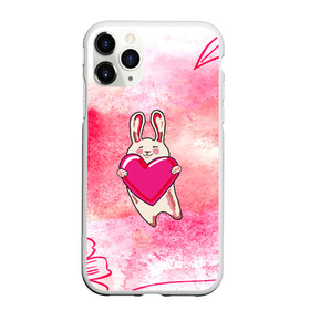 Чехол для iPhone 11 Pro матовый с принтом Влюбленный Зайчик в Санкт-Петербурге, Силикон |  | like | love | loveis | pink | валентин | влюбленным | женщинам | животные | зайка | зайчик | заяц | звери | каваи | кролик | лапки | люблю | любовь | мордочка | няшный | подарок | прикольный | сердечки | сердце