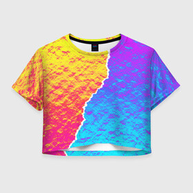 Женская футболка Crop-top 3D с принтом Цветные переливы в Санкт-Петербурге, 100% полиэстер | круглая горловина, длина футболки до линии талии, рукава с отворотами | абстрактный | блестящие | волны | геометрия | градиент | краски | летний | лето | море | небо | неоновые | облака | океан | перламутр | поп | радуга | радужный | разноцветные | река | ретро | русалка