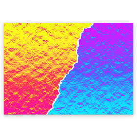 Поздравительная открытка с принтом Цветные переливы в Санкт-Петербурге, 100% бумага | плотность бумаги 280 г/м2, матовая, на обратной стороне линовка и место для марки
 | абстрактный | блестящие | волны | геометрия | градиент | краски | летний | лето | море | небо | неоновые | облака | океан | перламутр | поп | радуга | радужный | разноцветные | река | ретро | русалка