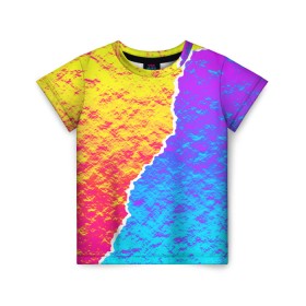 Детская футболка 3D с принтом Цветные переливы в Санкт-Петербурге, 100% гипоаллергенный полиэфир | прямой крой, круглый вырез горловины, длина до линии бедер, чуть спущенное плечо, ткань немного тянется | Тематика изображения на принте: абстрактный | блестящие | волны | геометрия | градиент | краски | летний | лето | море | небо | неоновые | облака | океан | перламутр | поп | радуга | радужный | разноцветные | река | ретро | русалка