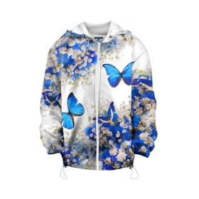 Детская куртка 3D с принтом Butterfly | Blue White в Санкт-Петербурге, 100% полиэстер | застежка — молния, подол и капюшон оформлены резинкой с фиксаторами, по бокам — два кармана без застежек, один потайной карман на груди, плотность верхнего слоя — 90 г/м2; плотность флисового подклада — 260 г/м2 | butterfly | earth | flowers | forest | neon | бабочки | весенняя | весна | зелень | земля | зима | зимняя | искусство | краски | лес | летняя | лето | море | неон | океан | осенняя | природа | приятная | растения | рестение
