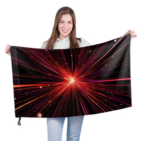 Флаг 3D с принтом Рождение Сверхновой в Санкт-Петербурге, 100% полиэстер | плотность ткани — 95 г/м2, размер — 67 х 109 см. Принт наносится с одной стороны | бесконечность | взрыв | вселенная | галактика | движение | звезда | звездная | звезды | искры | космический | космос | линии | материя | неоновый | нло | ночь | огни | огонь | оптические | петарда