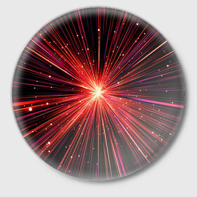 Значок с принтом Рождение Сверхновой в Санкт-Петербурге,  металл | круглая форма, металлическая застежка в виде булавки | бесконечность | взрыв | вселенная | галактика | движение | звезда | звездная | звезды | искры | космический | космос | линии | материя | неоновый | нло | ночь | огни | огонь | оптические | петарда