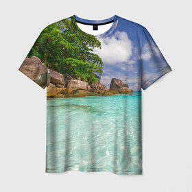 Мужская футболка 3D с принтом Пхукет в Санкт-Петербурге, 100% полиэфир | прямой крой, круглый вырез горловины, длина до линии бедер | phuket | бангкок | королевство | курорт | море | острова | отдых | пальмы | песок | пляж | природа | путешествие | солнце | тай | тайланд