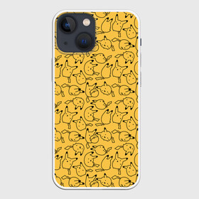 Чехол для iPhone 13 mini с принтом Покемон Пикачу в Санкт-Петербурге,  |  | doodling | pikachu | pokemon | textures | дудлинг | желтый покемон | пика пика | пикачу | покемон | покемоны | стикербомбинг | текстуры | фон