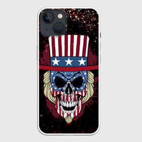 Чехол для iPhone 13 с принтом Американский череп | American Skull (Z) в Санкт-Петербурге,  |  | shaman | skull | вождь | гот | дух | кладбище | крылья | мертвец | мертвый | панк | перья | рок | скелет | череп | шаман | эмо