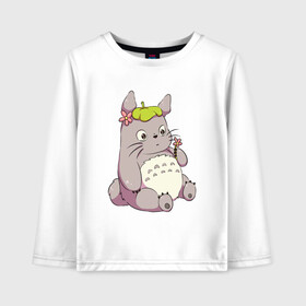 Детский лонгслив хлопок с принтом Little Totoro в Санкт-Петербурге, 100% хлопок | круглый вырез горловины, полуприлегающий силуэт, длина до линии бедер | forest | ghibli | japan | miyazaki | nature | neigbor | neighbour | totoro | анимация | аниме | гибли | друг | животные | лес | любовь | милый | мир | миядзаки | мульт | мультфильм | приключения | природа | сказка | сосед | тоторо