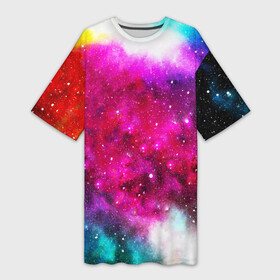 Платье-футболка 3D с принтом Туманность в Санкт-Петербурге,  |  | space | stars | абстракция | бесконечный | блестящий | вселенная | галактика | дым | звездная | звезды | космический | космос | краски | лето | материя | небо | неоновый | нло | ночь | облака | планеты | радуга