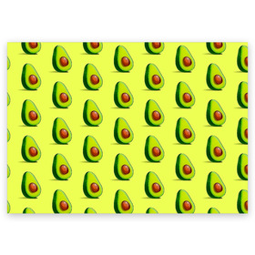 Поздравительная открытка с принтом Авокадо в Санкт-Петербурге, 100% бумага | плотность бумаги 280 г/м2, матовая, на обратной стороне линовка и место для марки
 | авокадо | арт | в разрезе | вкусно | вкусный фрукт | желтый | зеленый | косточка | крупная косточка | разрез | рисунок | сладко | сочно | фрукт