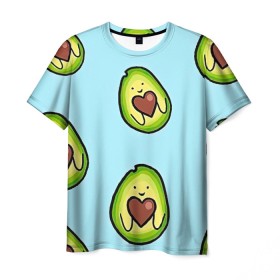 Мужская футболка 3D с принтом Милое авокадо в Санкт-Петербурге, 100% полиэфир | прямой крой, круглый вырез горловины, длина до линии бедер | авокадо | арт | вкусняшка | мило | милое | рисунок | сердечко | сердце | фрукт | шоколад