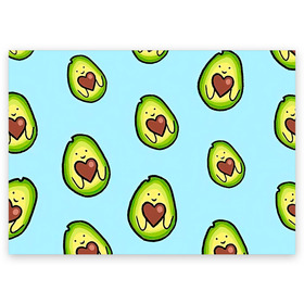 Поздравительная открытка с принтом Милое авокадо в Санкт-Петербурге, 100% бумага | плотность бумаги 280 г/м2, матовая, на обратной стороне линовка и место для марки
 | авокадо | арт | вкусняшка | мило | милое | рисунок | сердечко | сердце | фрукт | шоколад