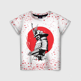 Детская футболка 3D с принтом Самурай в каплях крови (Z) в Санкт-Петербурге, 100% гипоаллергенный полиэфир | прямой крой, круглый вырез горловины, длина до линии бедер, чуть спущенное плечо, ткань немного тянется | samurai | буке | воин | вояк | мононофу | мститель | мушя | ниндзя | сабурай | самурай | самурай в крови | слуга | солдат | цувамоно
