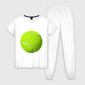 Женская пижама хлопок с принтом Теннис в Санкт-Петербурге, 100% хлопок | брюки и футболка прямого кроя, без карманов, на брюках мягкая резинка на поясе и по низу штанин | exclusive merch | большой | игра | мяч | спорт | теннис