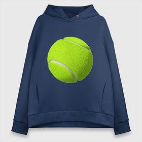 Женское худи Oversize хлопок с принтом Теннис в Санкт-Петербурге, френч-терри — 70% хлопок, 30% полиэстер. Мягкий теплый начес внутри —100% хлопок | боковые карманы, эластичные манжеты и нижняя кромка, капюшон на магнитной кнопке | exclusive merch | большой | игра | мяч | спорт | теннис