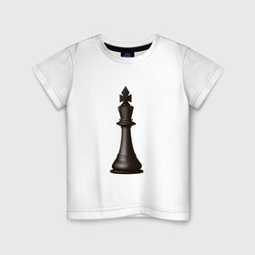 Детская футболка хлопок с принтом Король в Санкт-Петербурге, 100% хлопок | круглый вырез горловины, полуприлегающий силуэт, длина до линии бедер | Тематика изображения на принте: exclusive merch | игра | интеллектуальная | король | спорт | фигура | шахматы