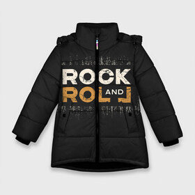 Зимняя куртка для девочек 3D с принтом Rock and Roll (Z) в Санкт-Петербурге, ткань верха — 100% полиэстер; подклад — 100% полиэстер, утеплитель — 100% полиэстер. | длина ниже бедра, удлиненная спинка, воротник стойка и отстегивающийся капюшон. Есть боковые карманы с листочкой на кнопках, утяжки по низу изделия и внутренний карман на молнии. 

Предусмотрены светоотражающий принт на спинке, радужный светоотражающий элемент на пуллере молнии и на резинке для утяжки. | rock | rock and roll | блюз | госпел | драйв | кантри | качайся и катись | музыка | музыкальная | панк | панки | рок | рок н ролл | рокер | хой