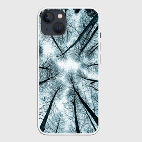 Чехол для iPhone 13 с принтом Деревья вид снизу мрачный в Санкт-Петербурге,  |  | ветки | вид снизу | деревья | лес | мрачный | необычный | природа